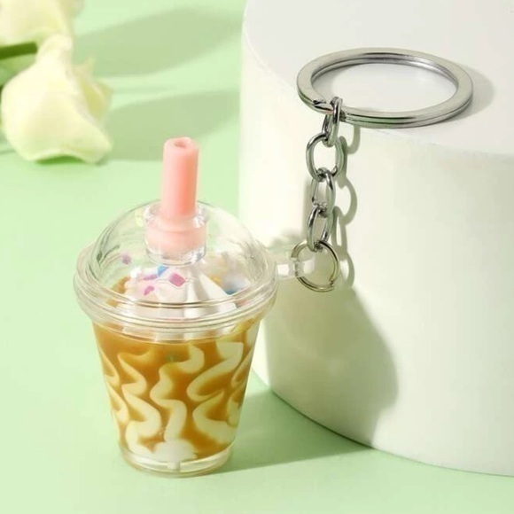 Accessories - Milk Tea Cup Charm Keychain 🧋 Coffee Whipped Cream Miniature Food